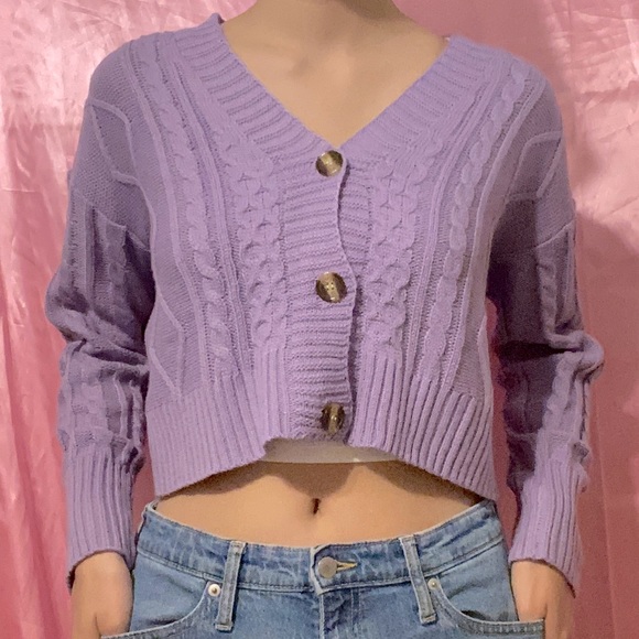 Y2K Purple Button-Up Cardigan - Picture 1 of 4